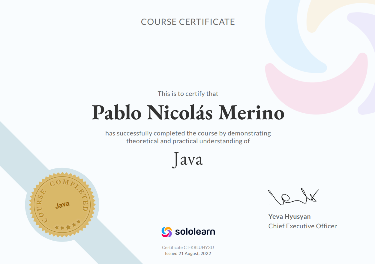 certificado java sololearn